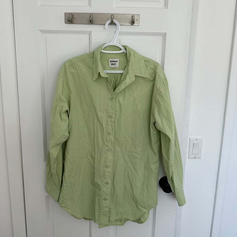 Sunday Best (aritzia) Light Green Button-Up Shirt